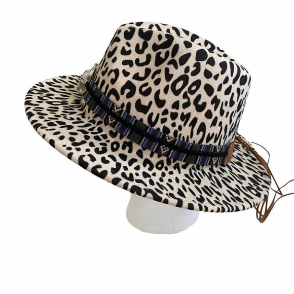 NEW Leopard Print Bull Skull Babe Fedora Hat Ivory main image 8